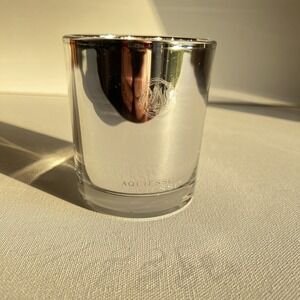 Aquiesse Silver Glass Scented Candle Luxury Home Fragrance Metallic Jar Logo